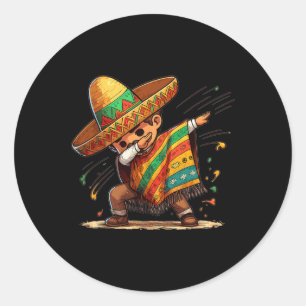 Adesivo Redondo Dabbing mexicano Poncho Cinco De Mayo Boys Men Som