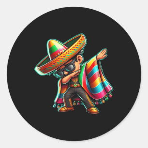 Adesivo Redondo Dabbing mexicano Poncho Cinco de Mayo Boys Men Tod