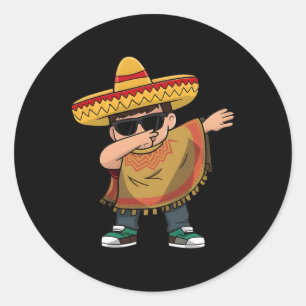 Adesivo Redondo Dabbing mexicano Poncho Cinco De Mayo Dabbing