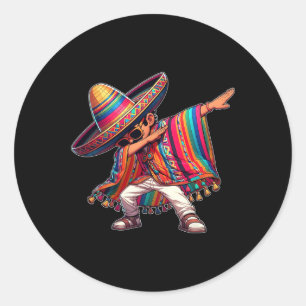 Adesivo Redondo Dabbing mexicano Poncho Cinco De Mayo Men Sombrero