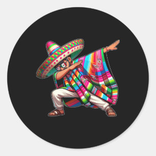 Adesivo Redondo Dabbing mexicano Poncho Cinco De Mayo Men Sombrero