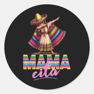 Adesivo Redondo Dabbing mexicano Poncho Sombrero Cinco De Mayo Mam
