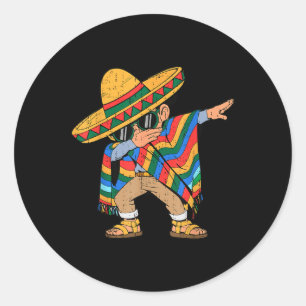 Adesivo Redondo Dabbing Mexicano Sombrero Dab Cinco De Mayo Boy To