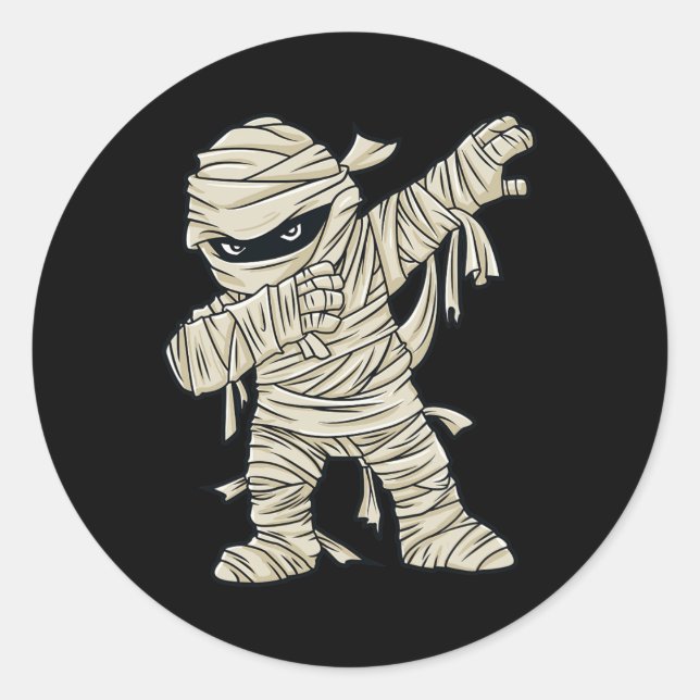 Adesivo Redondo Dabbing Mummy Halloween Boys Girls Kids Fay Dab (Frente)
