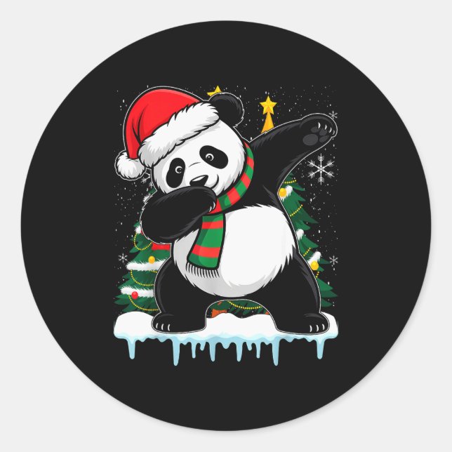 Adesivo Redondo Dabbing Panda Santa Christmas Kids Boys Men Xmas B (Frente)