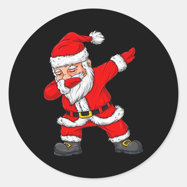 Adesivo Redondo Dabbing Papai Noel Boys de Natal Meninas Crianças (Frente)