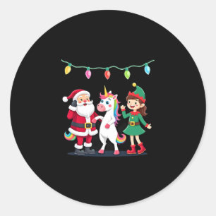 Adesivo Redondo Dabbing Papai Noel Elfo Unicórnio Natal Crianças M