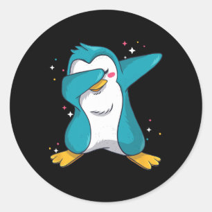 Adesivo Redondo Dabbing Penguin natal Dabs Fun Dab Wintermeme