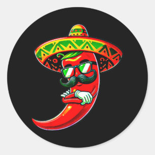 Adesivo Redondo Dabbing Pepper Cinco De Mayo Orgulho Mexicano Hot