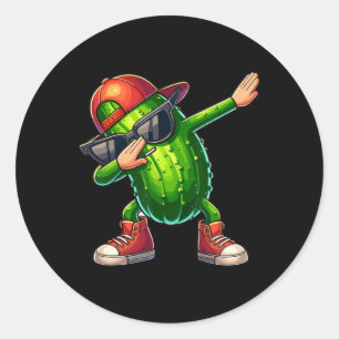 Adesivo Redondo Dabbing Pickle Dancing Pepino Picker Engraçado