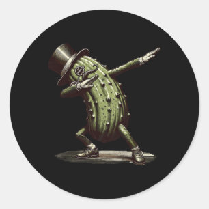 Adesivo Redondo Dabbing Pickle Dancing Pepino Picker Engraçado