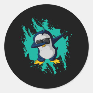 Adesivo Redondo Dabbing Pinguin Dab Frio Gift Ideia Legal
