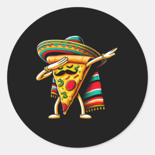 Adesivo Redondo Dabbing Pizza Fiesta Cinco De Mayo Mexicano Funny 