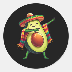 Adesivo Redondo Dabbing Poncho Mexicano Abacate Cinco De Mayo 1