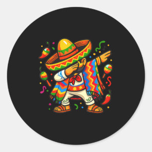Adesivo Redondo Dabbing Poncho Mexicano Cinco De Mayo Meninos Home