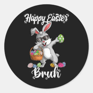 Adesivo Redondo Dabbing Rabbit Day Bruh Eggs Dab Boys Girls
