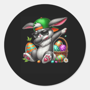 Adesivo Redondo Dabbing Rabbit Easter Ovos Dab Rapazes Meninas Cri