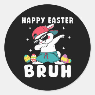 Adesivo Redondo Dabbing Rabbit Páscoa Day Egs Dab Boys Girls Kid