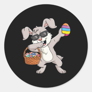 Adesivo Redondo Dabbing Rabbit Páscoa Day Ovos Diversão Brincadeir