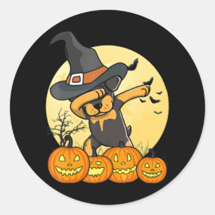 Adesivo Redondo dabbing rottweiler dab dance engraçado no hallowee