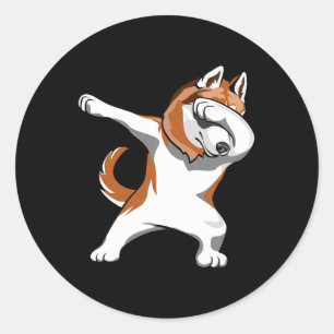 Adesivo Redondo Dabbing Rouco Cachorros Pups Dança Engraçada