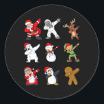 Adesivo Redondo Dabbing Santa Claus and Friends Christmas Boys Gir<br><div class="desc">Dabbing Papai Noel e Amigos Meninos De Natal Meninas Crianças</div>