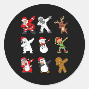 Adesivo Redondo Dabbing Santa Claus and Friends Christmas Boys Gir