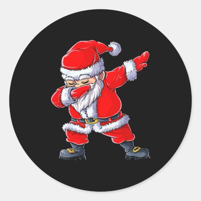 Adesivo Redondo Dabbing Santa Claus Christmas Boys Men Funny Xmas  (Frente)