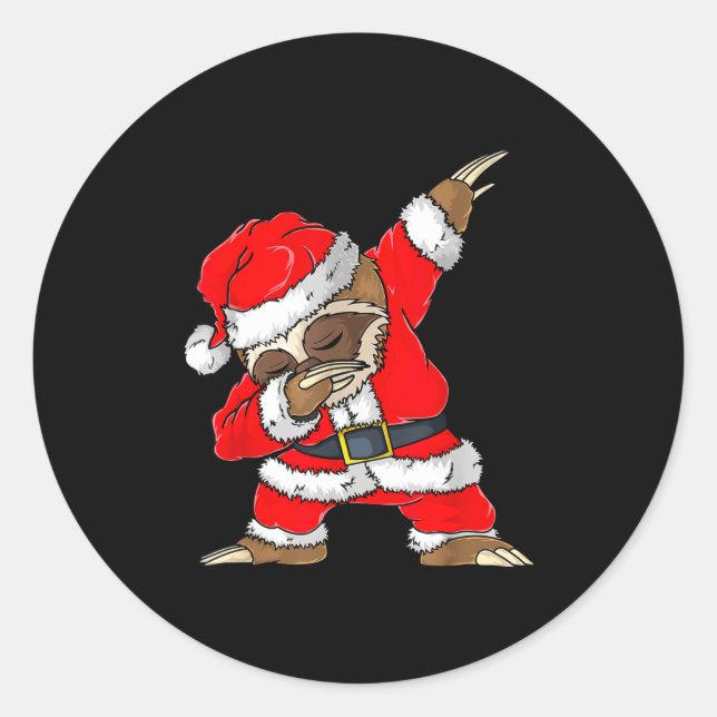Adesivo Redondo Dabbing Santa Sloth Merry Slothmas Christmas Kids  (Frente)