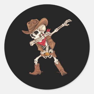 Adesivo Redondo Dabbing Skeleton Cowboy Halloween Costume Boys Men
