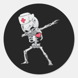 Adesivo Redondo Dabbing Skeleton Enfermeira Raio X Shirt Dab