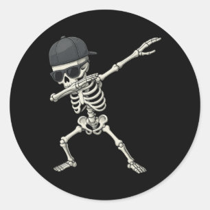 Adesivo Redondo Dabbing Skeleton Pirate Halloween Kids Jolly Roger