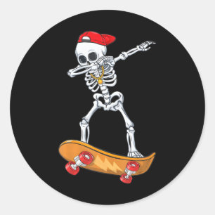 Adesivo Redondo Dabbing Skeleton Skate Skate
