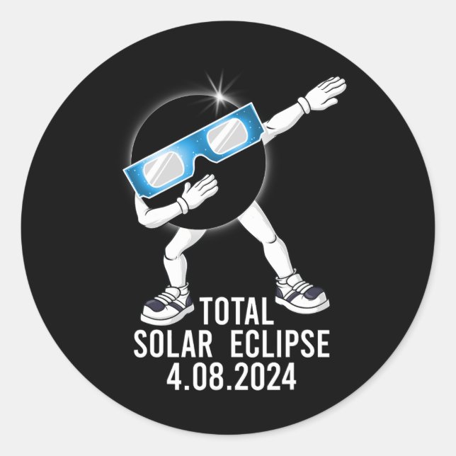 Adesivo Redondo Dabbing Total Solar Eclipse 04.08.2024 Fun Dab Boy (Frente)