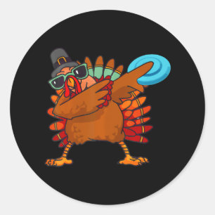 Adesivo Redondo Dabbing Turkey & Disk Golf Autumn Vibes