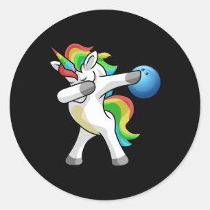 Adesivo Redondo Dabbing Unicorn Boliche Bowler Engraçado Dab Rai