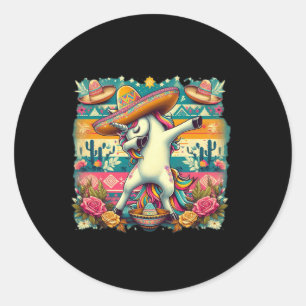 Adesivo Redondo Dabbing Unicorn Cinco De Mayo