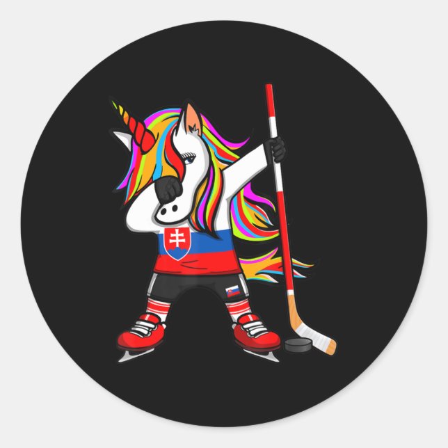 Adesivo Redondo Dabbing Unicorn Ice Hockey Fans Sport (Frente)