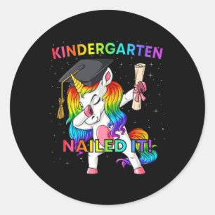 Adesivo Redondo Dabbing Unicorn Kindergarten Nails