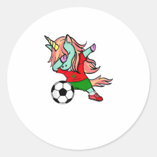 Adesivo Redondo Dabbing Unicorn Marrocos Soccer Fans Jersey Marroc