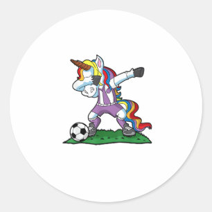 Adesivo Redondo Dabbing Unicorn Soccer Girls Team Coach Gift