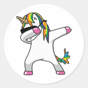 Adesivo Redondo Dabbing Unicorn Stickers
