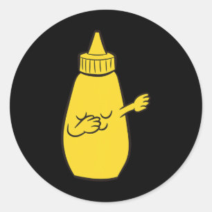 Adesivo Redondo Dabbing Yellow Mostard Squeeze Botão Engraçado Dan