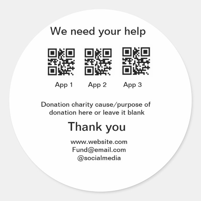 Adesivo Redondo Dação Coleção de Dons jar adicionar seu nome q r c (Frente)