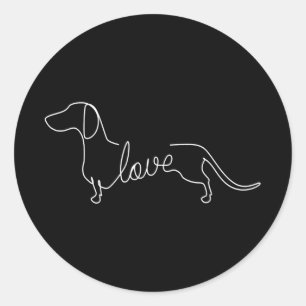 Adesivo Redondo Dachshund Chiweenie Wiener Cão Adoro Arte