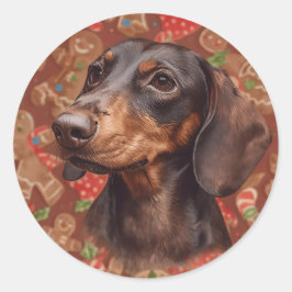 Adesivo Redondo Dachshund christmas