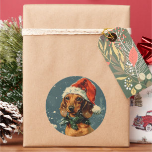 Adesivo Redondo Dachshund Christmas