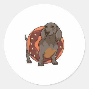 Adesivo Redondo Dachshund com Rosquinha