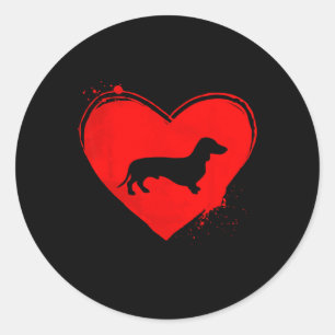 Adesivo Redondo Dachshund Coração em Forma de Cachorro Amantes de