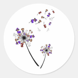 Adesivo Redondo Dachshund Dandelion Flower Halloween Ideias